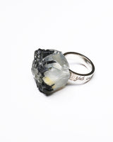 Raw Miracles Ring in Quartz and Black Tourmaline Size 7.5