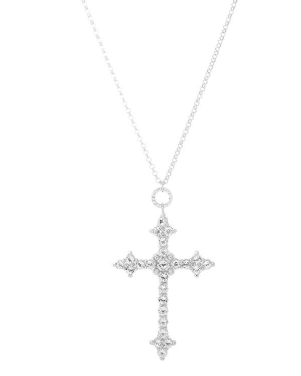 Cross Necklace in White Topaz / Grace With Gratitude And Love