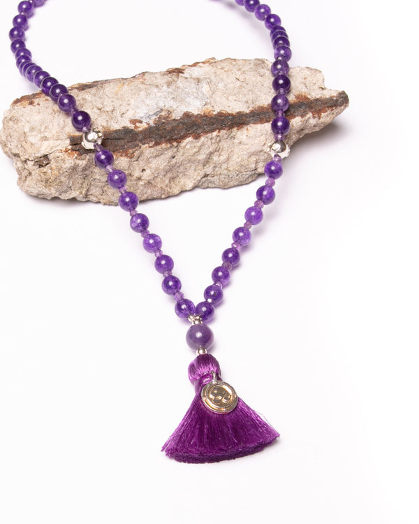 Mala Kiran Bead Necklace in Amethyst