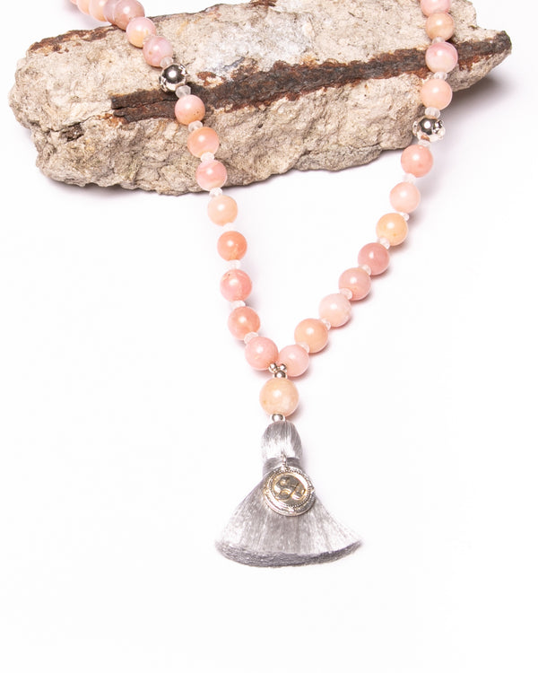 Mala Kiran Bead Necklace in Pink Opal and Rose Quartz