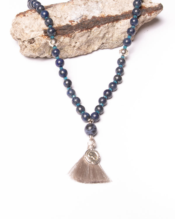 Mala Kiran Bead Necklace in Sodalite and Apatite