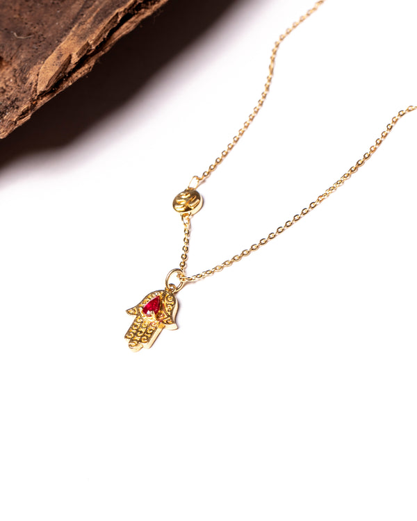 Fatima's Hand Necklace in Ruby