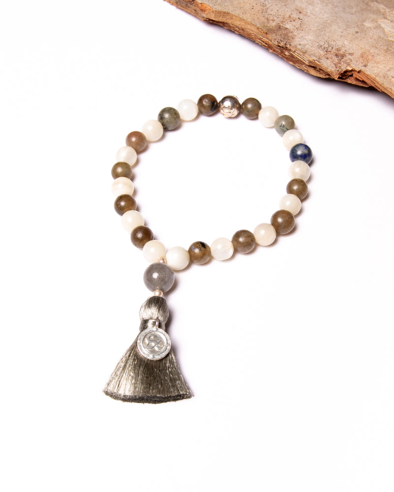 Mala Bead Bracelet in Labradorite, Moonstone, Sodalite