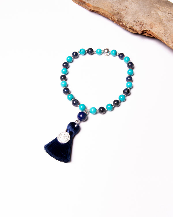 Mala Bead Bracelet in Sodalite, Turquoise