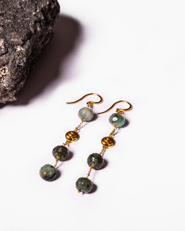 Rita Omana Long Earrings in Emerald