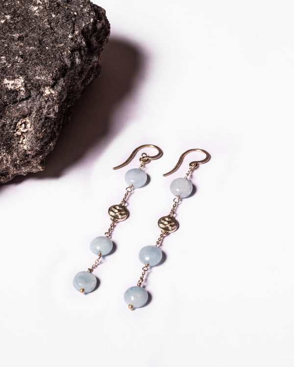 Rita Omana Long Earrings in Aquamarine