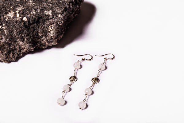 Rita Omana Long Earrings in Moonstone