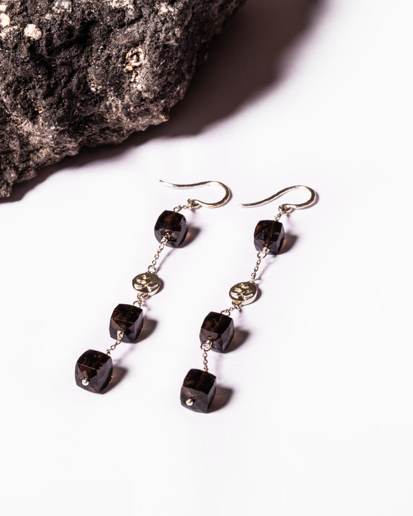 Rita Omana Long Earrings in Smoky Quartz