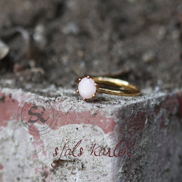 October Birthstone Ring in Pink Opal