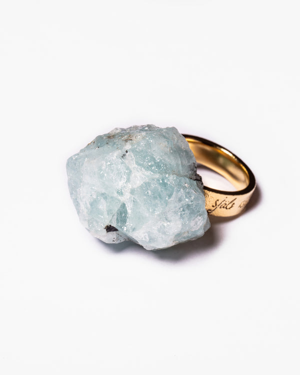 Raw Miracles Ring in Aquamarine and Black Tourmaline Size 7.5