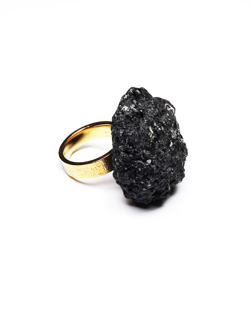 Raw Miracles Ring in Black Tourmaline Size 7.5