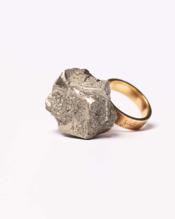 Raw Miracles Ring in Pyrite Size 7.5