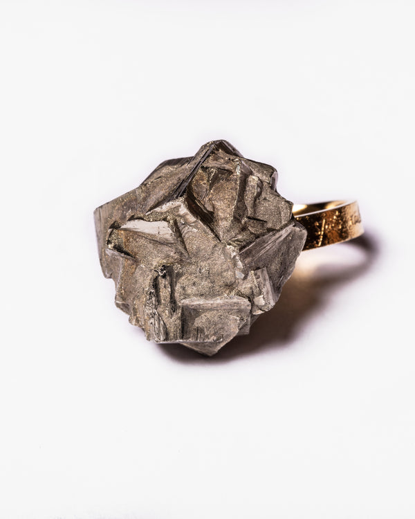 Raw Miracles Ring in Pyrite Size 8