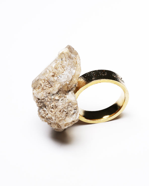 Raw Miracles Ring in Rutilated Quartz and Mica Size 7