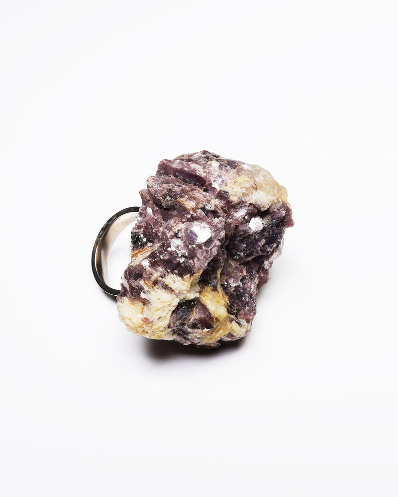 Raw Miracles Ring in Agate, Amethyst and Mica Size 8