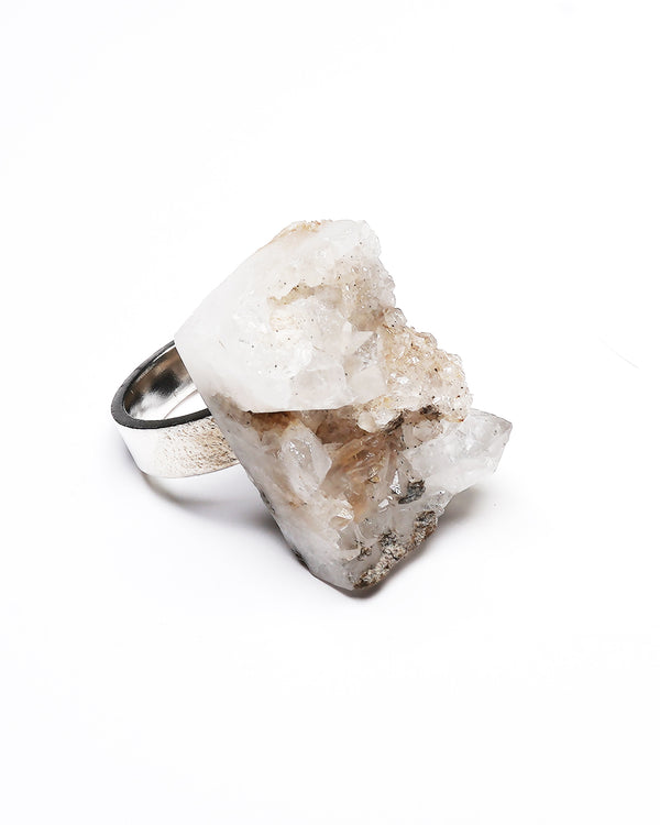 Raw Miracles Ring in Milky Quartz Size 8