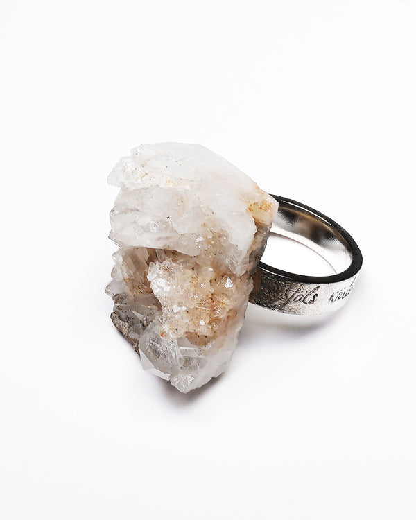 Raw Miracles Ring in Milky Quartz Size 8