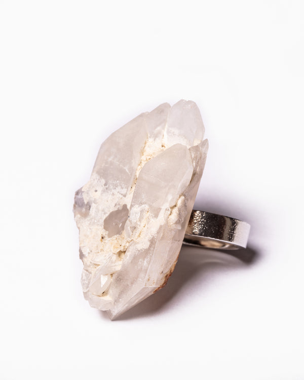 Raw Miracles Ring in Quartz and Agate Size 7.5