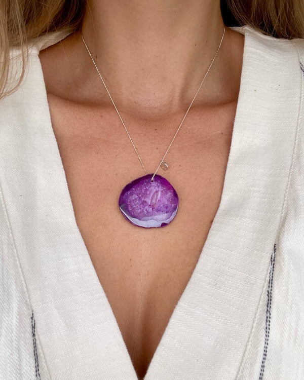 Simran Necklace in Purple Agate