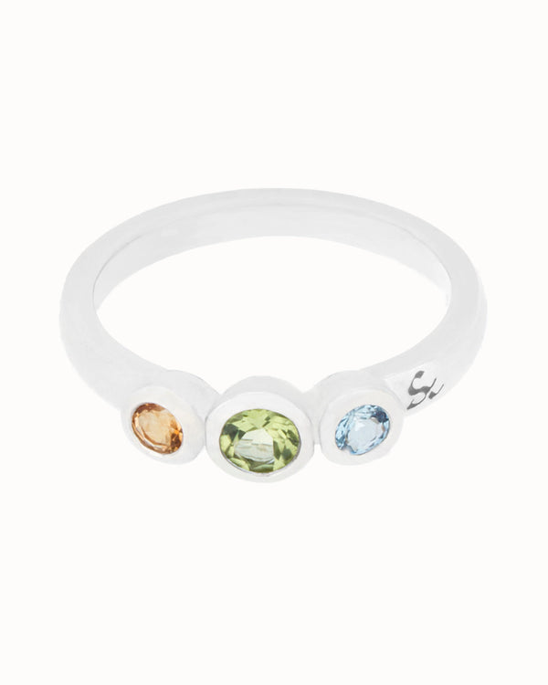 Chakra Balance Ring in Peridot, Citrine, Aquamarine